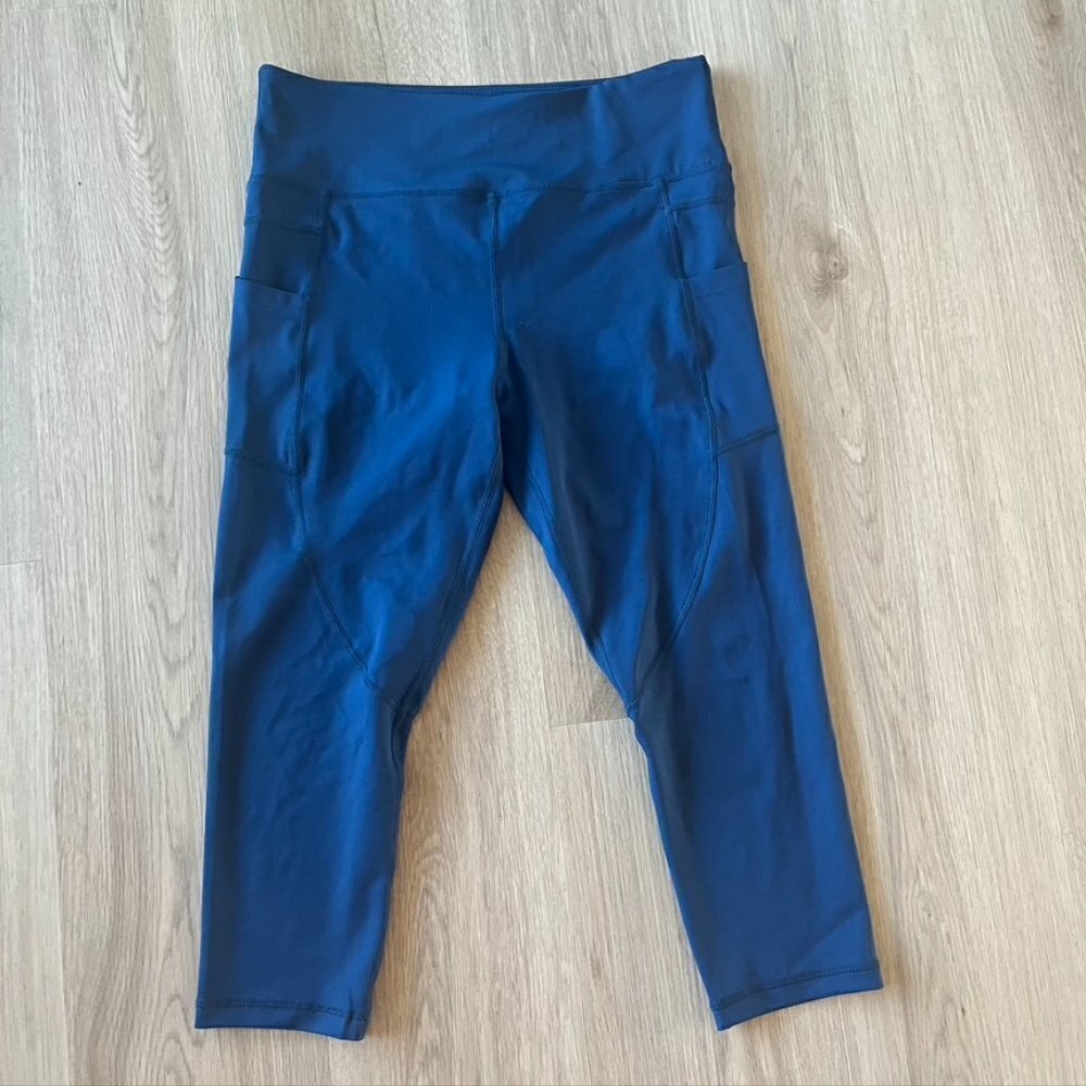 ** Zyia Active Navy Blue Pocket Brilliant Hi Rise Leggings Size 12 crop